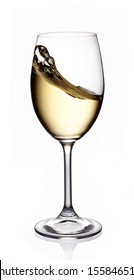 Glass Of White Wine On White Background