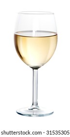 Glass Of White Wine On White Background Isolated