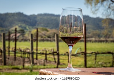 Glass Of Wine In Napa Valley