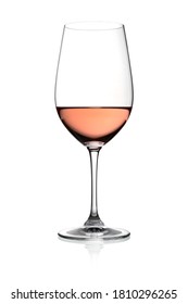 Glass Of Rosé Wine On White Background