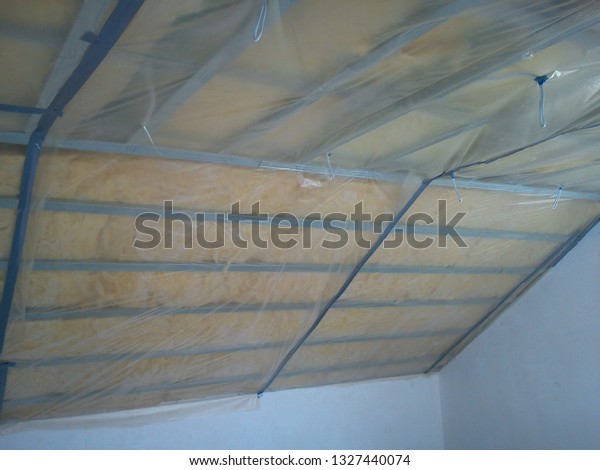 Glass Wool Insulation Ceiling Attic Room Stock Image Download Now