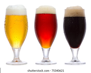 Glasses Of Beer On White Background