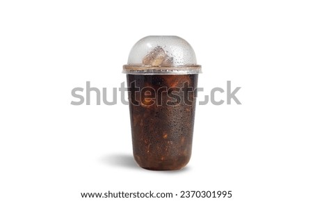 Glasses of black coffee (Americano coffee) on white background. Cold beverage tasty. Takeaway packaging. Clipping path photo.