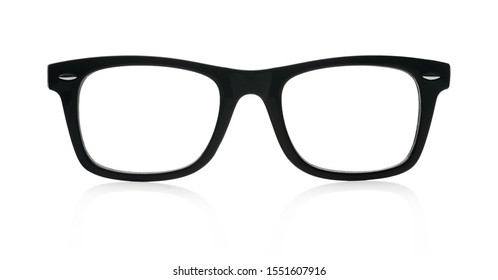 glasses in black frame isolated on a white background