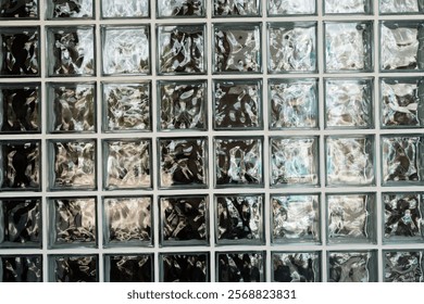 Glasses blocks wall pattern reflection. Pattern and background seamless