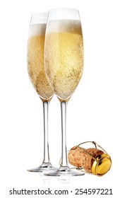 glasses of champagne Isolated on white backgroun