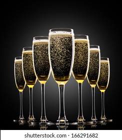 Glasses Of Champagne On Black Background