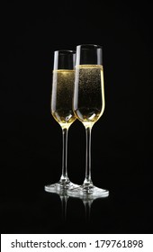 Glasses Of Champagne, On Black Background