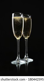 Glasses Of Champagne, On Black Background