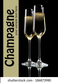 Glasses Of Champagne, On Black Background