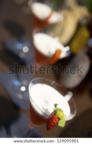 Glasses of cocktail with ice, lime and mint on wood table ,selective focus 