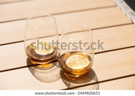 Similar – Image, Stock Photo A very thirsty black dog greedily drinks water from a hose on a hot summer day