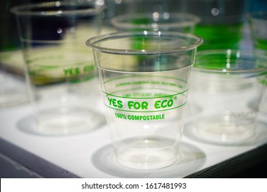 glasses in compostable bioplastic, plastic free