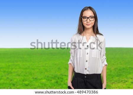 Glasses eyewear woman happy portrait looking at camera