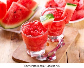 Glasses Of Fresh Watermelon Granita