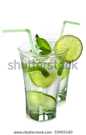 glasses of mojito isolated