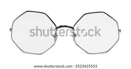 Glasses with octagonal shaped frame isolated on white