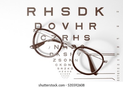  Glasses On Eye Chart Exam,Vintage,sepia