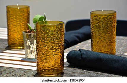 Glasses on table