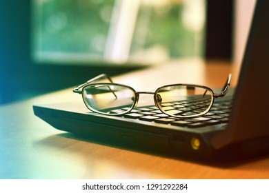 Glasses placed on the notebook