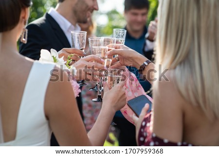 Glasses with sparkling wine, wedding