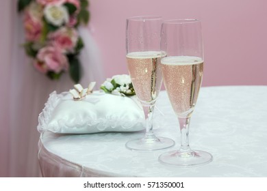 Glasses, Wedding, Ring, Champagne