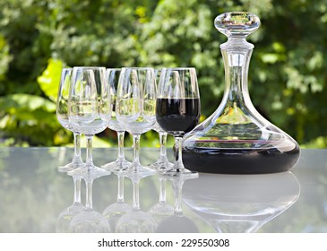 Glasses Of Wine And Decanter