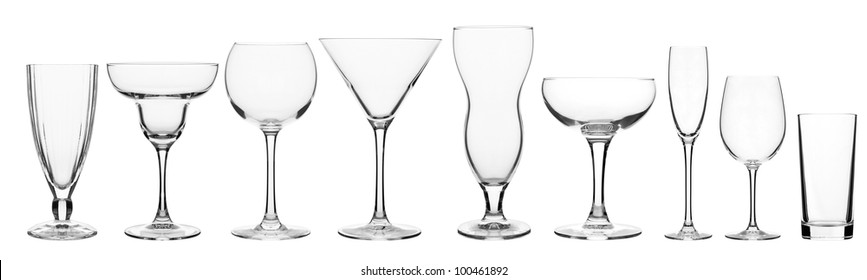 glassware for bar drinks