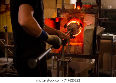 Glassworks Glass Manufacturing Process Forming Decorative Stock Photo ...