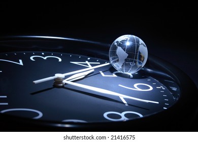Glassy globe and clock - Powered by Shutterstock - Get 15% off with code: PIKWIZARD15