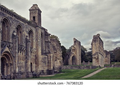 Glastonbury, Somerset, England - October 11, 2017: Glastonbury Abbey was a monastery. Christian legends have claimed that the abbey was founded by Joseph of Arimathea in the 1st century.