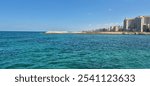 Gleem Bay Landscape view in morning, with sea and san stefano mall showing. Alexandria, Egypt.