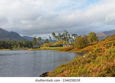   Glen Affric Inverness Shire Scotland 10.19.2019 Footbridge Over The River Affric In Glen Affric Situated In The Highlands Of Scotland                             