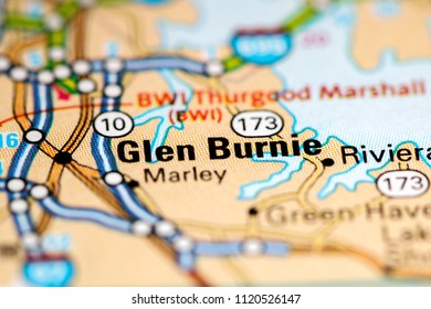 Glen Burnie. Maryland. USA On A Map