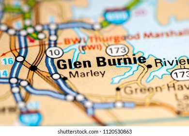 Glen Burnie. Maryland. USA On A Map