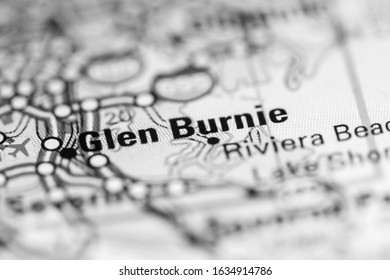 Glen Burnie. Maryland. USA On A Geography Map