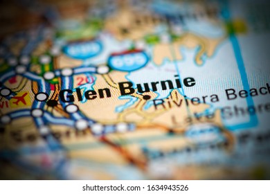 Glen Burnie. Maryland. USA On A Geography Map