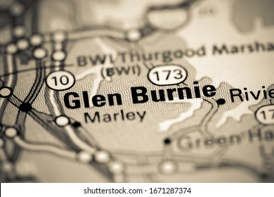 Glen Burnie. Maryland. USA On A Map