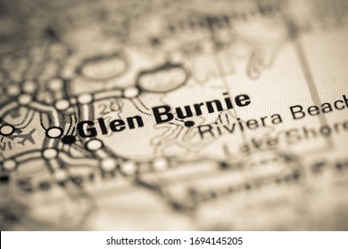 Glen Burnie. Maryland. USA On A Geography Map