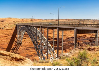 Glen Canyon Dam Bridge at Colorado river in a sunny day, Arizona, USA - Shutterstock ID 2165211283