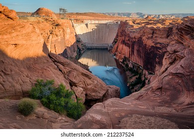 Glen Canyon Dam And Lake Powell In Page, Arizona