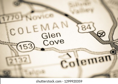 Glen Cove. Texas. USA On A Map