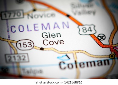 Glen Cove. Texas. USA On A Map