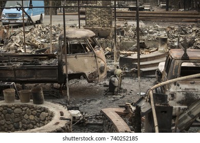 GLEN ELLEN, CALIFORNIA/ USA - OCT 16, 2017: The Remains Of A Home In A Sonoma County Neighborhood. Fires In California Have Burned Over 220,000 Acres And Destroyed 5700 Structures.