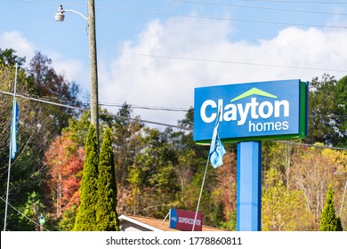 Glen Jean, USA - October 17, 2019: West Virginia City Road Street With Entrance Sign For Clayton Mobile Manufactured Homes Dealer