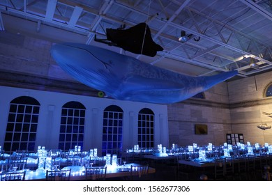 GLEN ROCK, NJ/USA - June 20,  2019: Glen Rock High School. Gym Interior Decorated For Grad Ball: Night At The Museum. Editorial Use Only. 