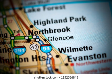 Glencoe. Illinois. USA On A Map