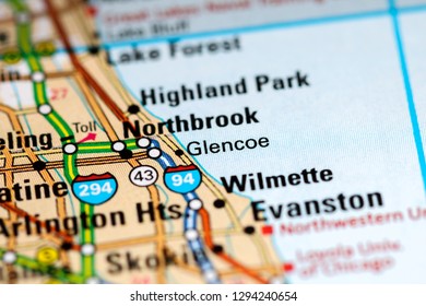 Glencoe. Illinois. USA On A Map