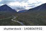 Glencoe - Kingshouse Highlands, aerial view by drone at early night - Scotland