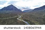 Glencoe - Kingshouse Highlands, aerial view by drone at early night - Scotland